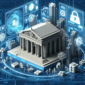 Business leaders strategizing digital transformation in a modern workplace environment