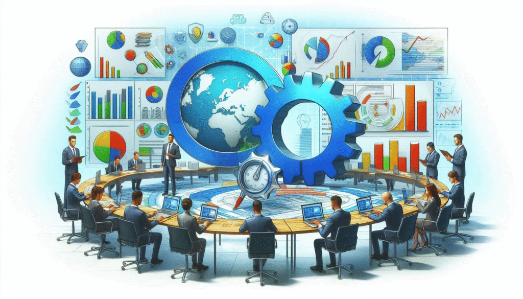 A project manager analyzing charts and metrics for improved project quality management.