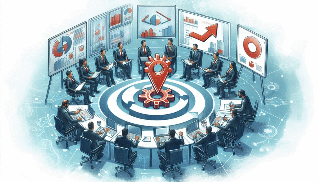 People collaborating in a meeting, illustrating project stakeholder management strategies and engagement.