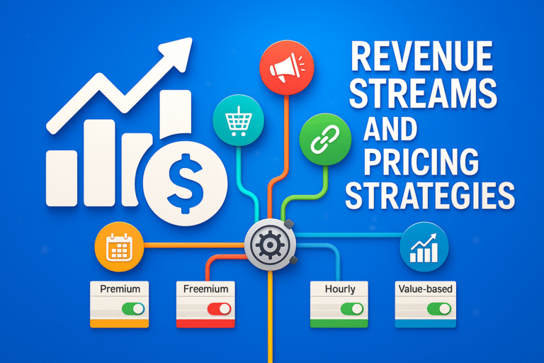 Diverse revenue streams and strategic pricing model diagram
